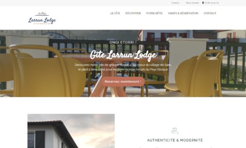 Larrun-lodge.com Création du site internet pour Larrun Lodge, location de vacances au Pays Basque